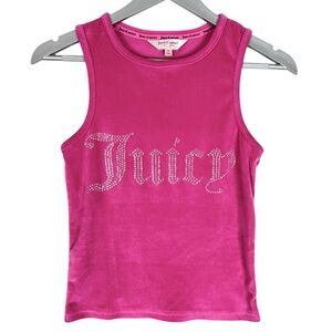 Juicy Couture Pink Velour Y2K Sleeveless bedazzledLogo Tank Top Medium